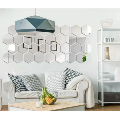 Set 10 Oglinzi Design Hexagon - Oglinzi Decorative Acrilice Cristal - Diamant - Fagure 10 bucati/set