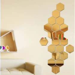 Set 10 Oglinzi Design Hexagon AURII - Oglinzi Decorative Acrilice Cristal - Diamant - Fagure 10 bucati/set