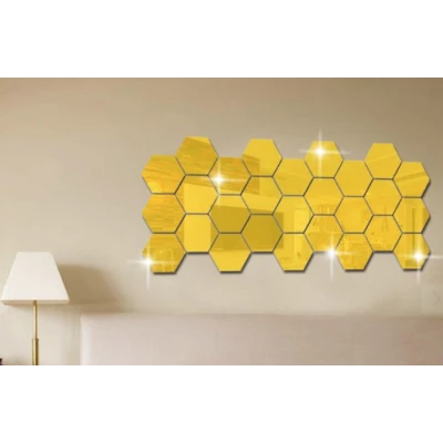 Set 10 Oglinzi Design Hexagon AURII - Oglinzi Decorative Acrilice Cristal - Diamant - Fagure 10 bucati/set