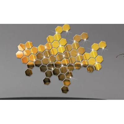 Set 10 Oglinzi Design Hexagon AURII - Oglinzi Decorative Acrilice Cristal - Diamant - Fagure 10 bucati/set