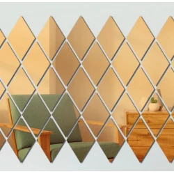 Set 10 Oglinzi Design ROMB AURII - Oglinzi Decorative Acrilice Cristal - Diamant - Fagure