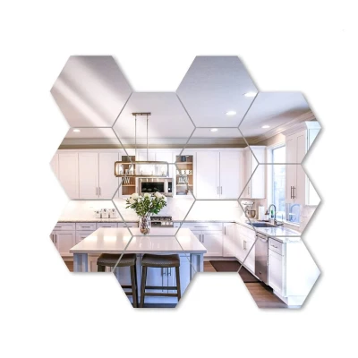 Set 12 Oglinzi Design Hexagon MARI 20x23 - Oglinzi Decorative Acrilice Cristal - Diamant - Fagure 12 bucati/set TA