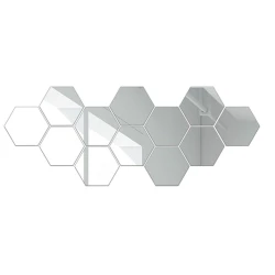 Set 12 Oglinzi Design Hexagon MEDII 15x15 - Oglinzi Decorative Acrilice Cristal - Diamant - Fagure 12 bucati/set TA
