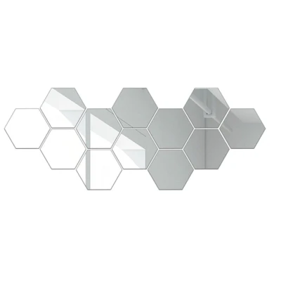 Set 12 Oglinzi Design Hexagon MEDII 15x15 - Oglinzi Decorative Acrilice Cristal - Diamant - Fagure 12 bucati/set TA