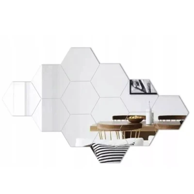 Set 12 Oglinzi Design Hexagon MEDII 15x15 - Oglinzi Decorative Acrilice Cristal - Diamant - Fagure 12 bucati/set TA