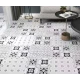 Set 12 placi autocolante din vinil 30 x 30 cm rezistente la apa model FLORAL ALB NEGRU DP0202