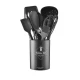 Set 12 ustensile de bucatarie Lemn/Silicon Negru