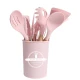Set 12 ustensile MINI de bucatarie Lemn/Silicon ROZ