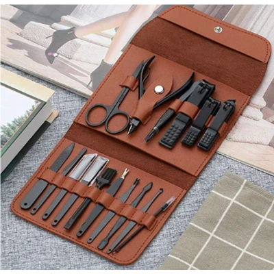 Set 16 piese MANICHIURA profesionala otel negru mat 1