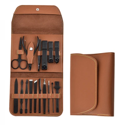 Set 16 piese MANICHIURA profesionala otel negru mat 1