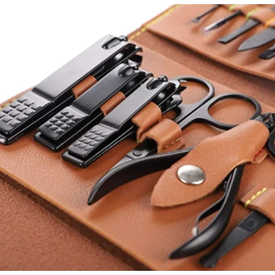 Set 16 piese MANICHIURA profesionala otel negru mat 1