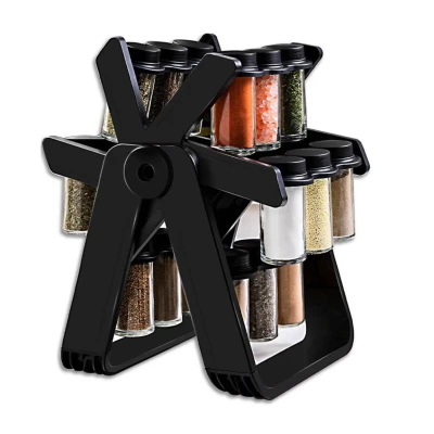 Set 18 recipiente condimente cu suport rotativ 34x23 cm