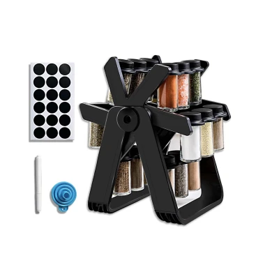 Set 18 recipiente condimente cu suport rotativ 34x23 cm