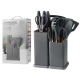 Set 19 piese ustensile de bucatarie din lemn si silicon cu suport