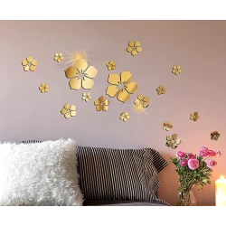Set 25 stickere stil oglinda decorativa acrilica AURIE in forma de floare