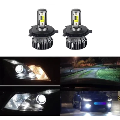 Set 2 becuri auto COB H4, 100W, lumina alb-rece, 12000 lumeni