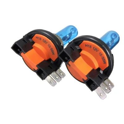 Set 2 becuri auto cu halogen H15 12V putere 15/55W Super White
