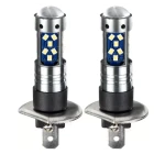 Set 2 becuri auto LED H1 cu lupa 60W 27 SMD 12V 6000K 7000lm