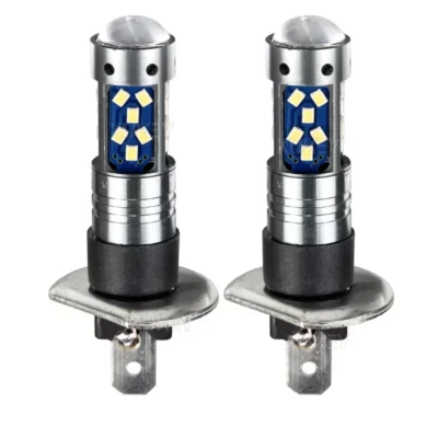 Set 2 becuri auto LED H1 cu lupa 60W 27 SMD 12V 6000K 7000lm