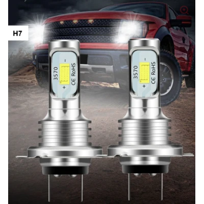 Set 2 becuri auto LED H7 3570 7000LM 2SMD temperatura culoare 6000K putere 80W ZD