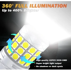Set 2 becuri auto LED T20 42 SMD 120W 6000K 10000LM