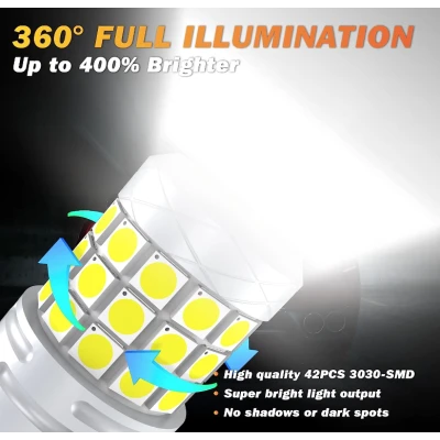 Set 2 becuri auto LED T20 42 SMD 120W 6000K 10000LM