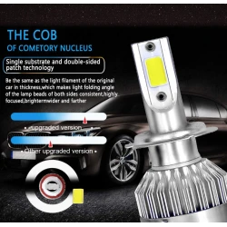 Set 2 becuri Led auto C6 H7 putere 36W 3800LM temperatura 6500K hassa