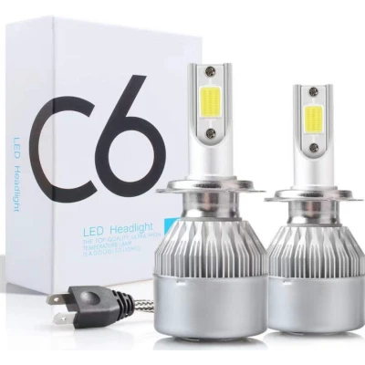 Set 2 becuri Led auto C6 H7 putere 36W 3800LM temperatura 6500K hassa