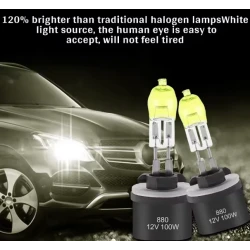 Set 2 becuri LED auto H11 de 12V 100W 6000K HOD galbene XENON