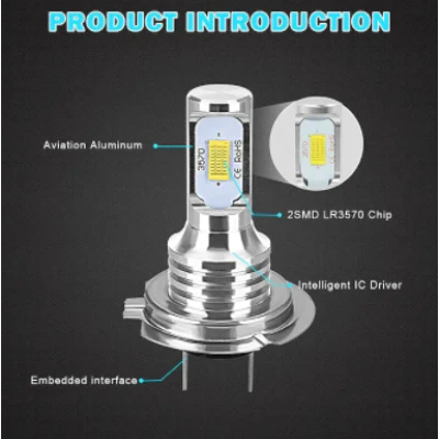 Set 2 becuri LED AUTO H7 3570 XL de ceata putere 80W 4000 lumeni temperatura 6000-6500K
