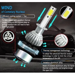 Set 2 becuri Led C6 H1 putere 36W temperatura 6500K 3800 LM