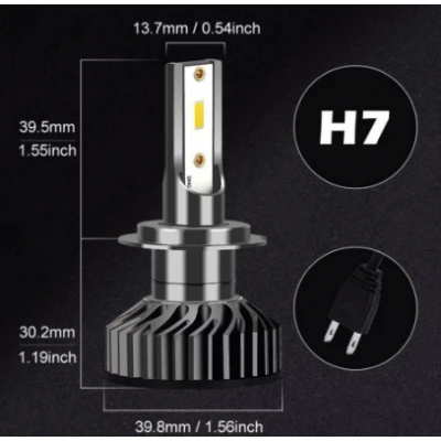Set 2 becuri LED H7 F2 MINI COB 100W lumina alb-rece 12.000 lumeni