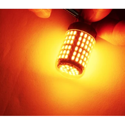 Set 2 Becuri LED semnalizare ORANGE soclu Pw 180 grade LED 1156 led 144 SMD PW21