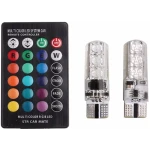 Set 2 becuri T10 LED auto RGB cu telecomanda putere 2W