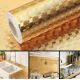 Set 2 Folii Aluminiu autoadezive pentru protectie mobila bucatarie AURIU 3D 60 x 300 cm