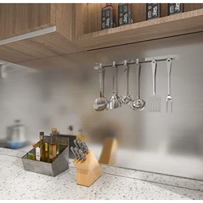 Set 2 Folii ARGINTII autocolante imitatie INOX 60 x 300 cm