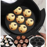 Set 2 Forme din silicon de briose pentru Airfryer cu 7 compartimente NEGRU
