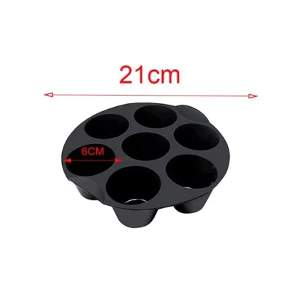 Set 2 Forme din silicon de briose pentru Airfryer cu 7 compartimente NEGRU