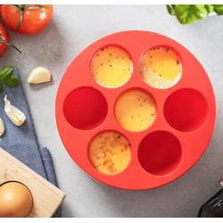Set 2 Forme din silicon de briose pentru Airfryer cu 7 compartimente ROSII