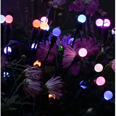 Set 2 Lampi LED decorative de gradina cu 6 bulbi incarcare solara si senzor de miscare cu lumina multicolora