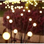 Set 2 Lampi solare LED Alb Cald cu 6 bulbi decoratiune gradina licurici