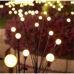 Set 2 Lampi solare LED Alb Cald cu 6 bulbi decoratiune gradina licurici