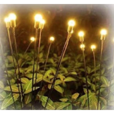 Set 2 Lampi solare LED Alb Cald cu 6 bulbi decoratiune gradina licurici
