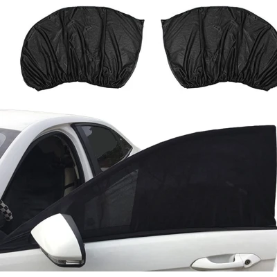 Set 2 Parasolar auto elastic din plasa negru