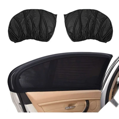 Set 2 Parasolar auto elastic din plasa negru