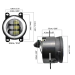 Set 2 proiectoare ceata cu DRL Angel Eyes 89 milimetri 3.5” cu 3 functii alb cu semnal galben