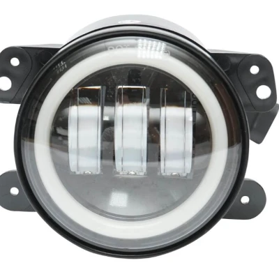 Set 2 proiectoare ceata cu DRL Angel Eyes 89 milimetri 3.5” cu 3 functii alb cu semnal galben
