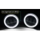 Set 2 proiectoare ceata cu DRL Angel Eyes 89 milimetri 3.5” cu 3 functii alb cu semnal galben