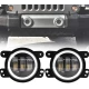 Set 2 proiectoare ceata cu DRL Angel Eyes 89 milimetri 3.5” cu 3 functii alb cu semnal galben