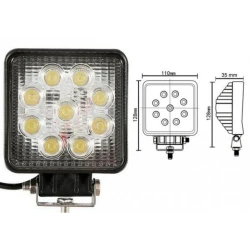 Set 2 Proiector Led Offroad  9 Led 27W Patrat Auto